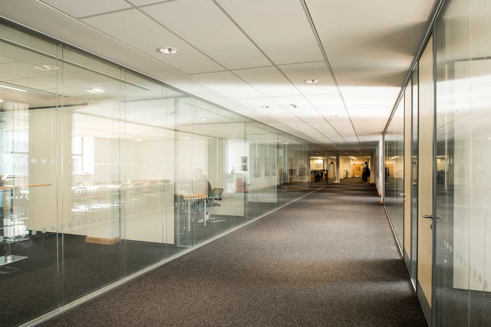 interior of office with office partitions-
