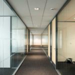 office partitions forming a corridor by applied workplace